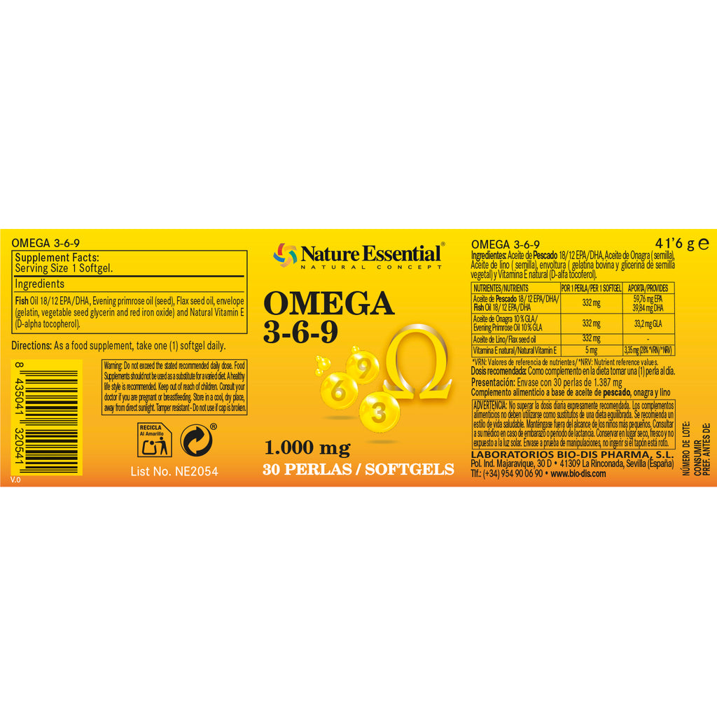 Omega 3-6-9 1000 mg. 30 perlas