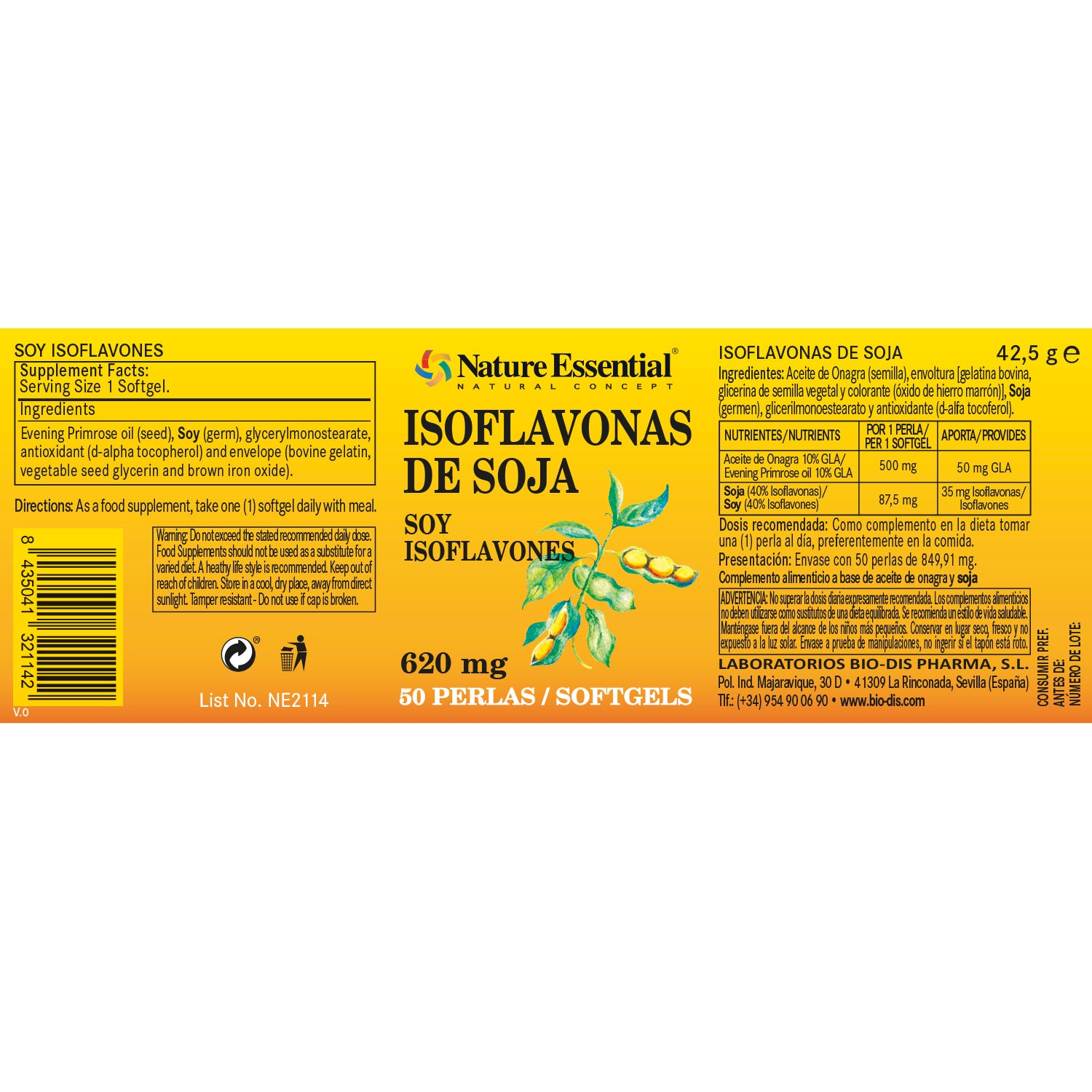 Isoflavonas de soja 620 mg. 50 perlas