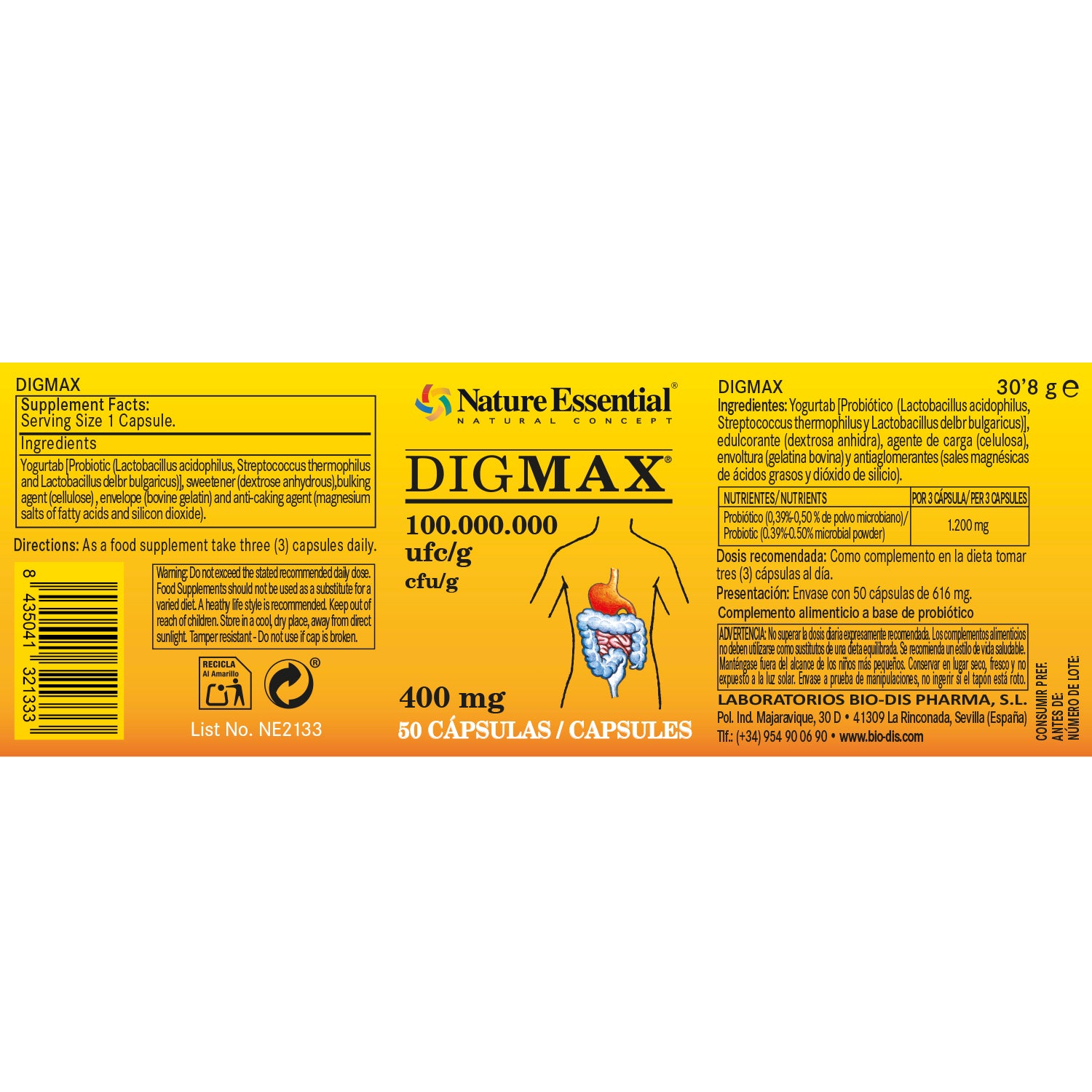 Dig-max® 400 mg. 50 cápsulas