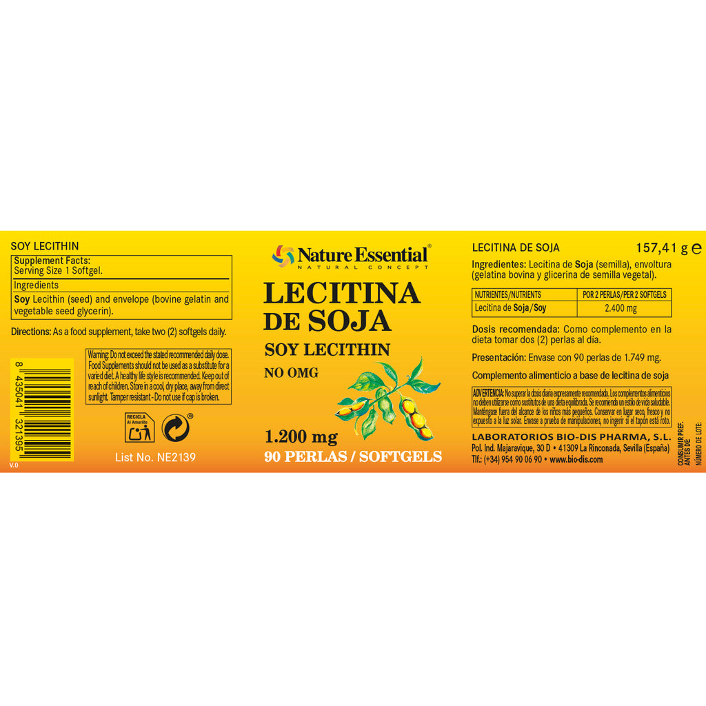 Lecitina de soja 1200 mg. 90 perlas