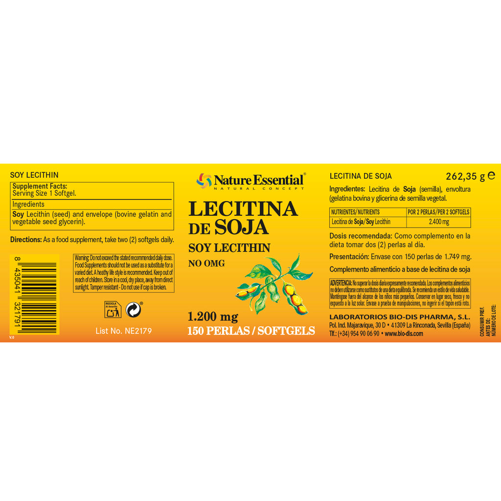 Lecitina de soja 1200 mg. 150 perlas