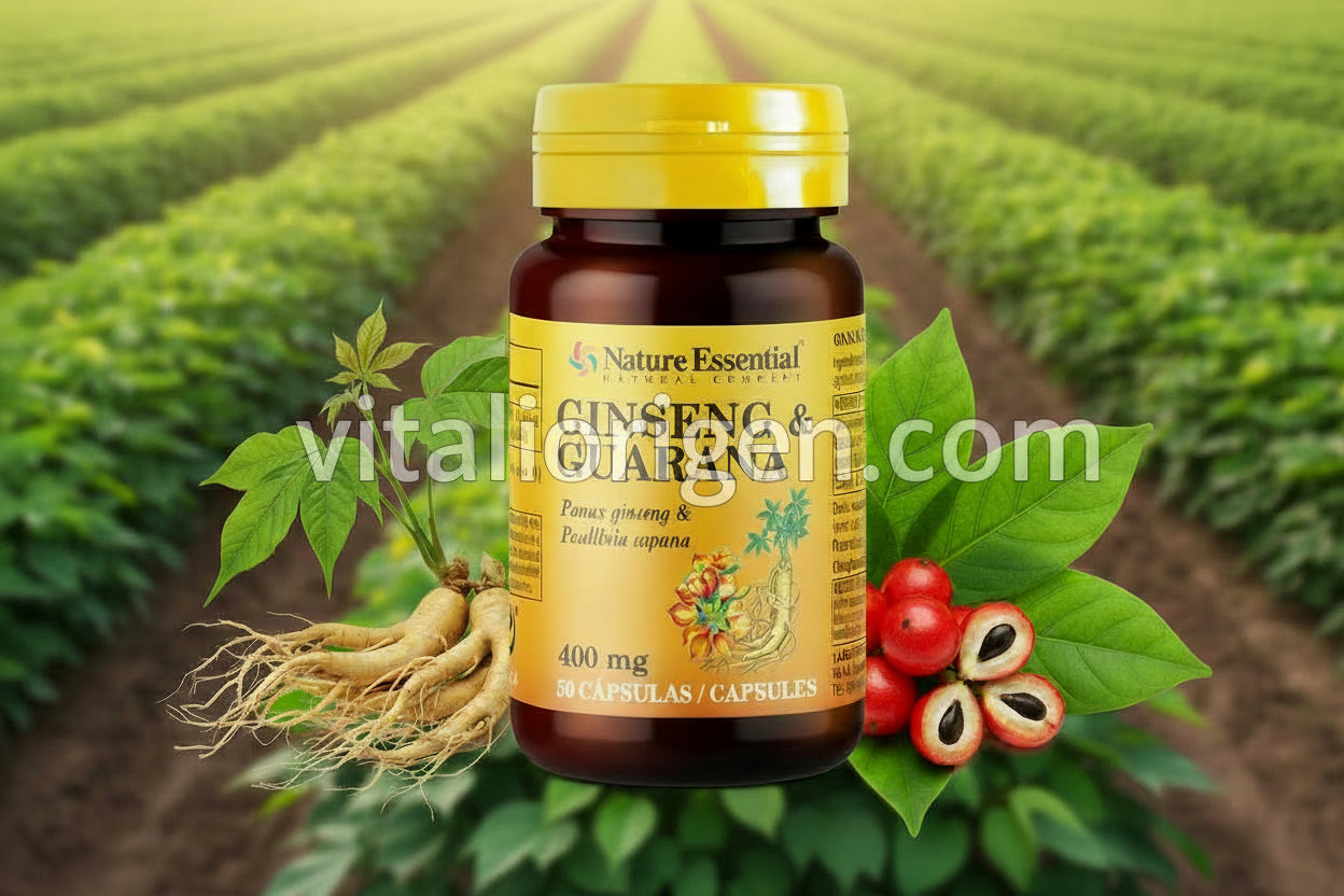 Ginseng y Guaraná 400mg - Energía Natural y Concentración | 50 Cápsulas