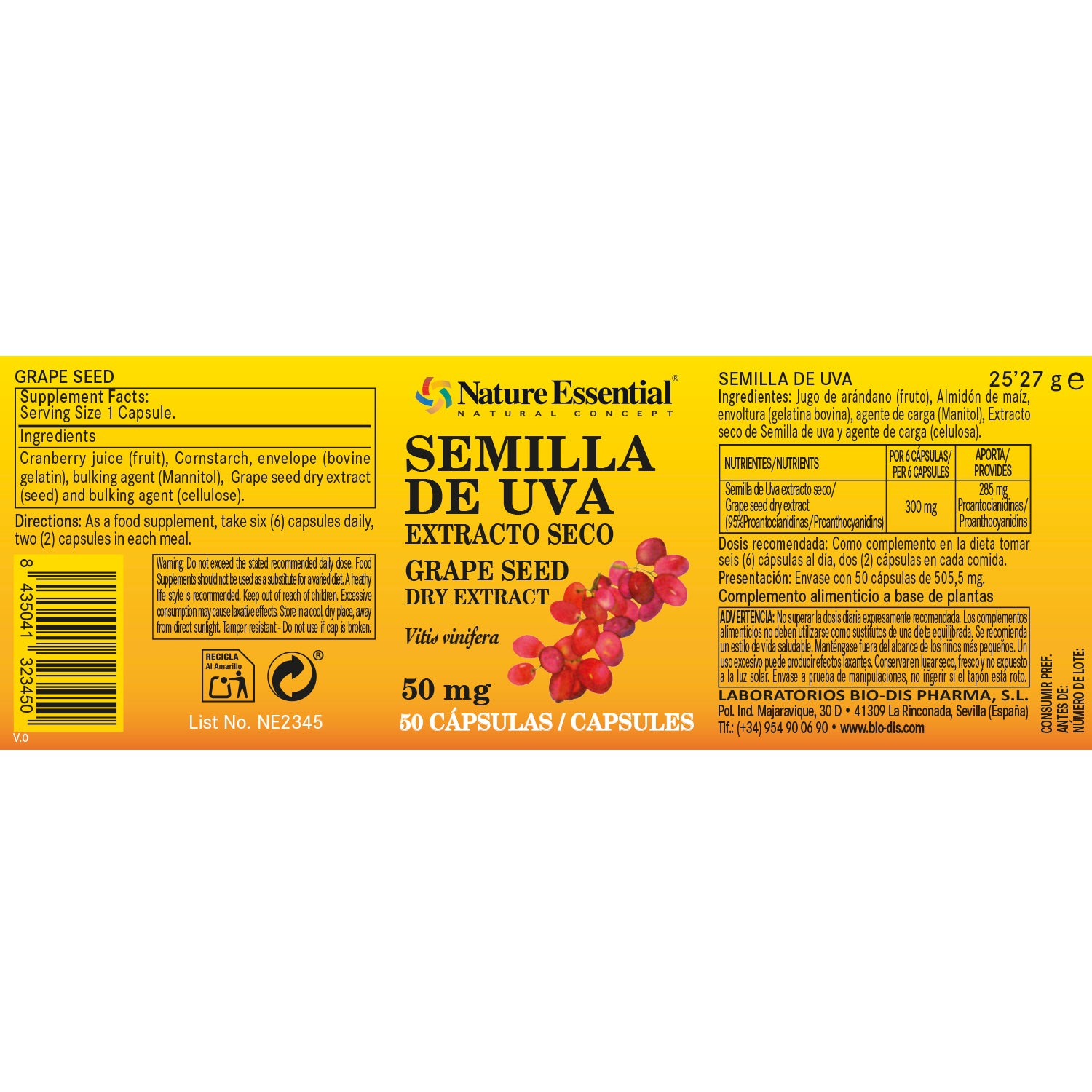Semilla de uva 50 mg. 50 cápsulas