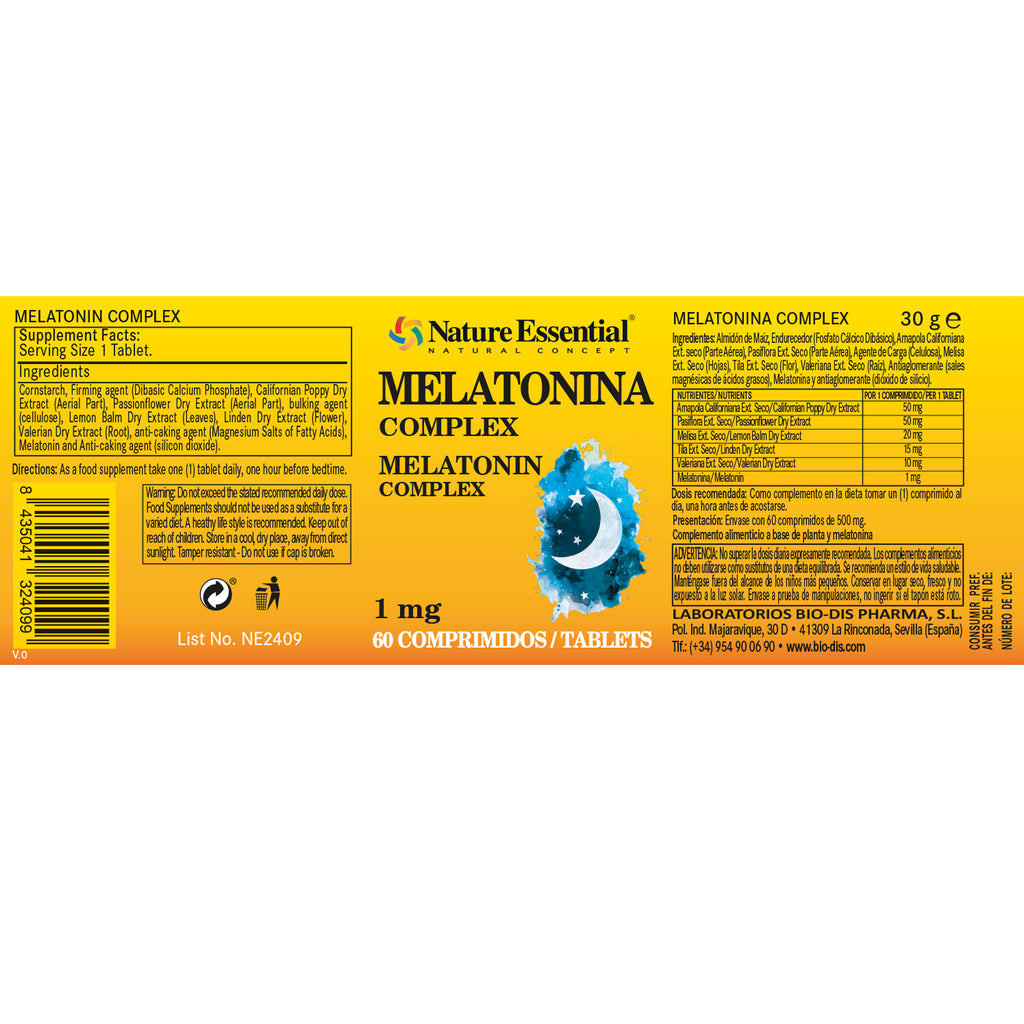 Melatonina 1 mg. (complex) 60 comprimidos