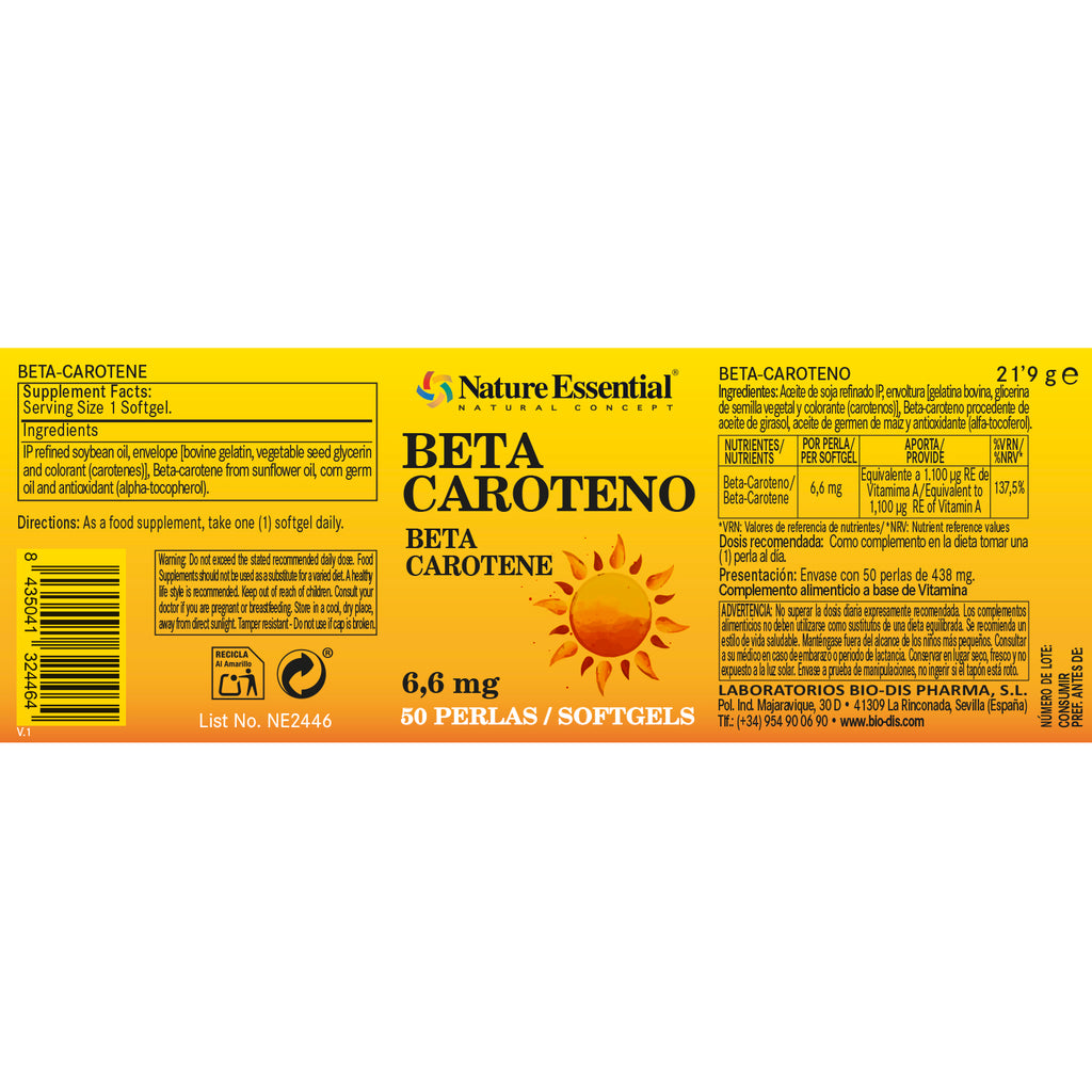 Beta-caroteno 6,6 mg. 50 perlas