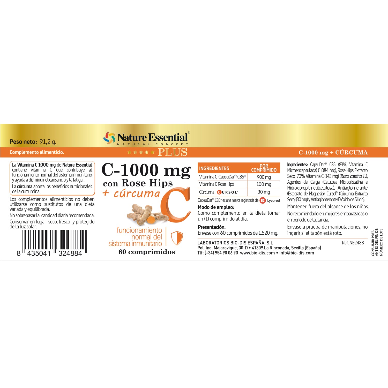 Vitamina C 1000 mg. + cúrcuma 60 comprimidos