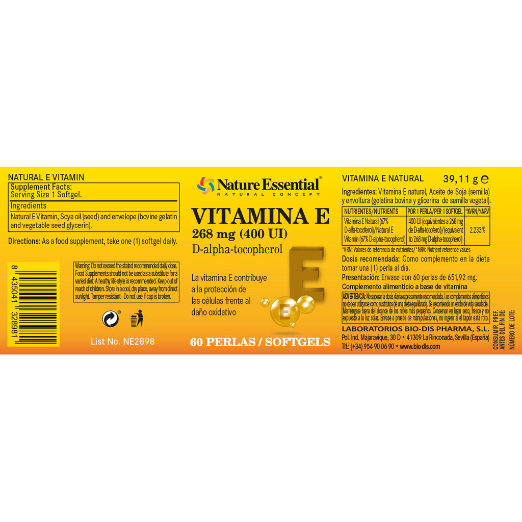 Vitamina E-400 U.I. Natural 60 perlas
