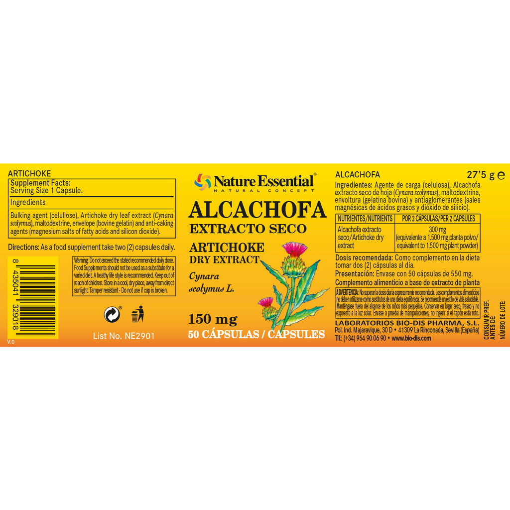 Alcachofa 150 mg. (Extracto seco) 50 cápsulas