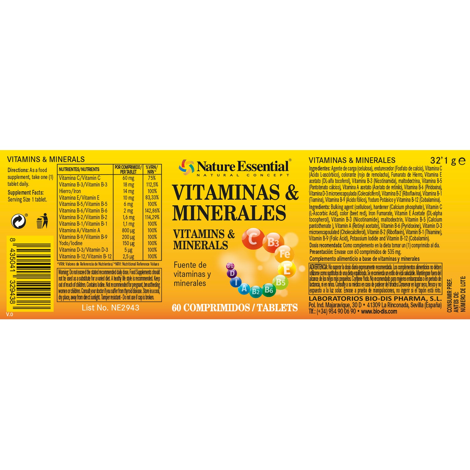Vitaminas & minerales 60 comprimidos