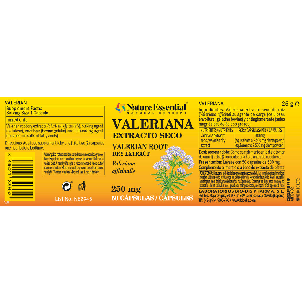 Valeriana 250 mg. (extracto seco) 50 cápsulas