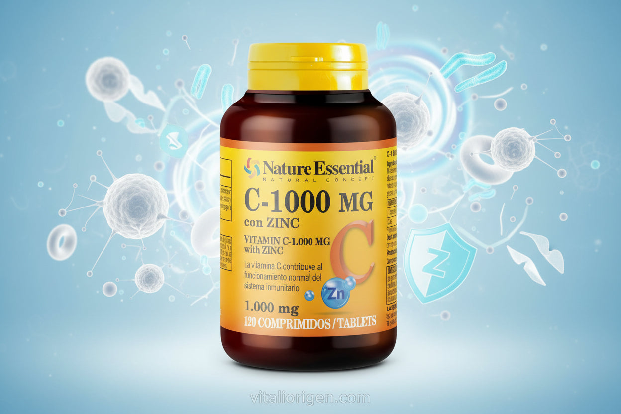 Vitamina C 1000 mg + zinc 10 mg. 120 comprimidos