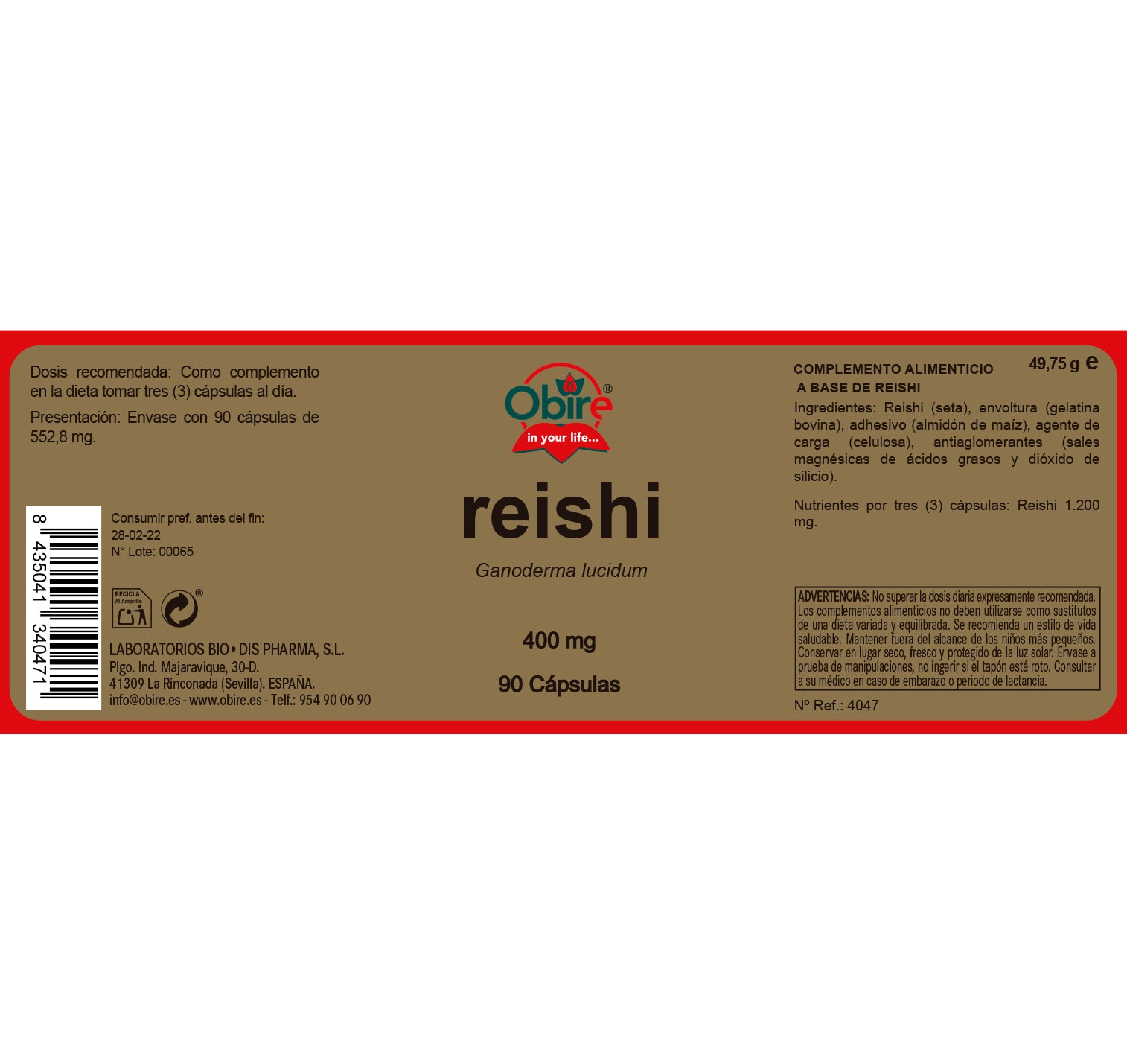 Reishi 400 mg. 90 cápsulas