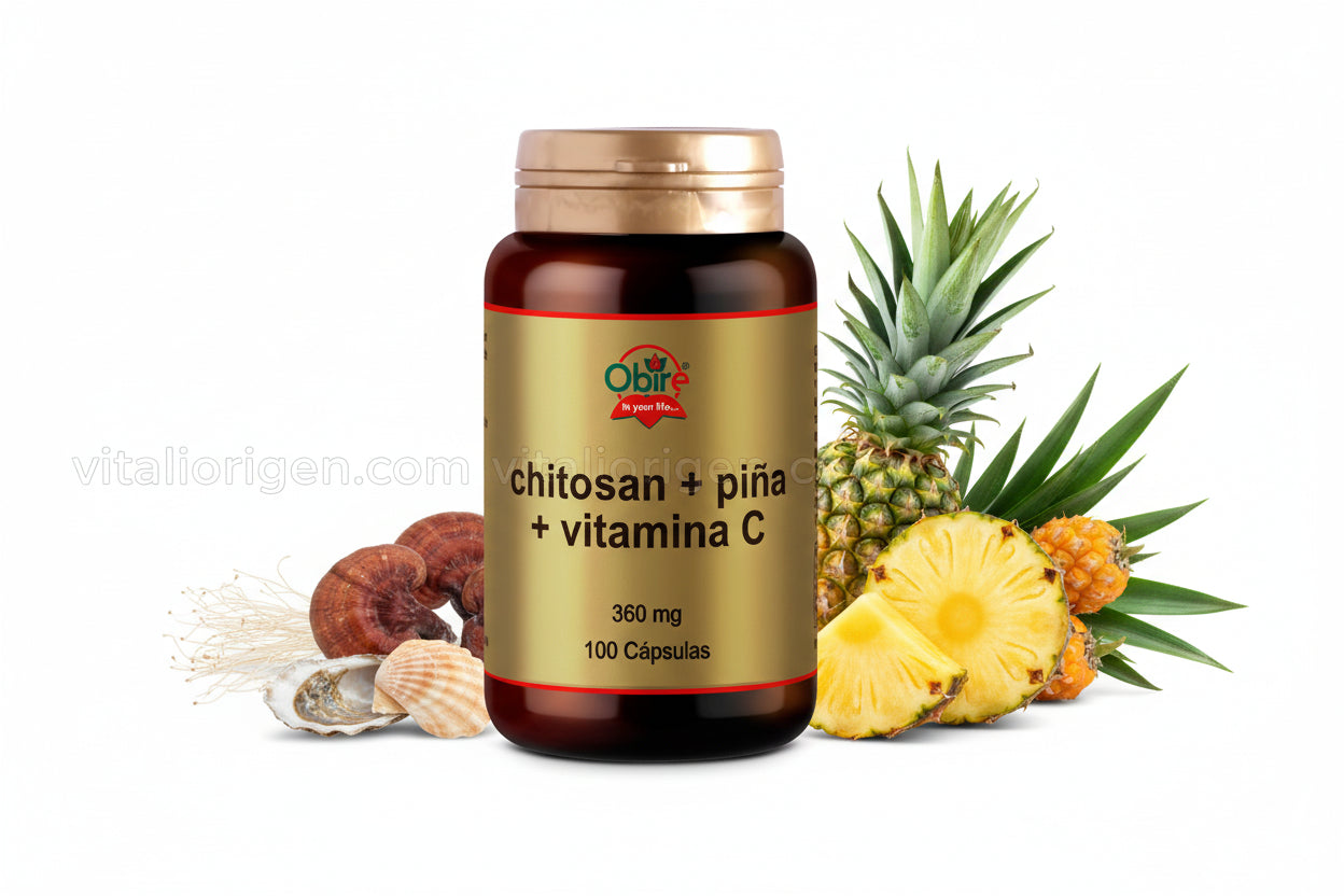 Chitosán + piña + vitamina C. 360 mg. 100 cápsulas