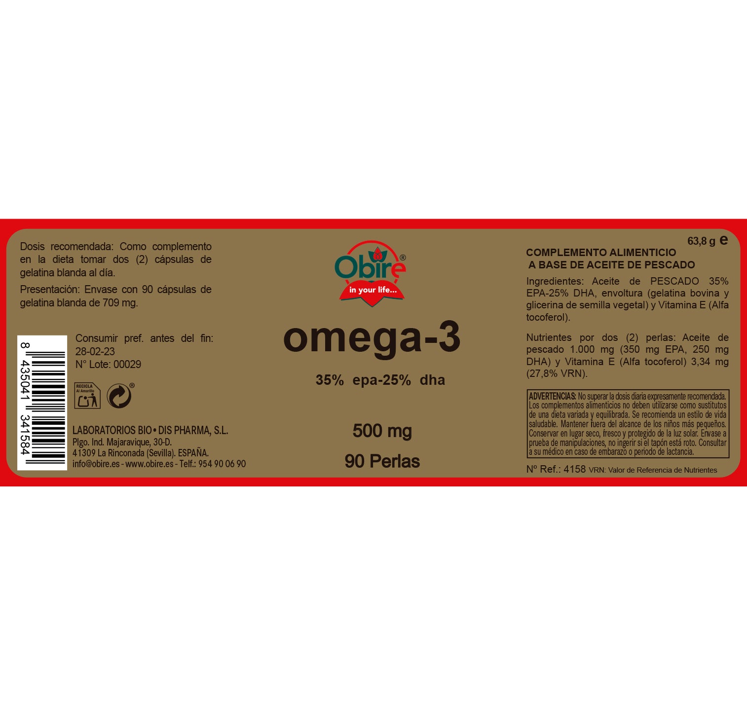 Omega-3 35% EPA – 25% DHA 500 mg 90 perlas