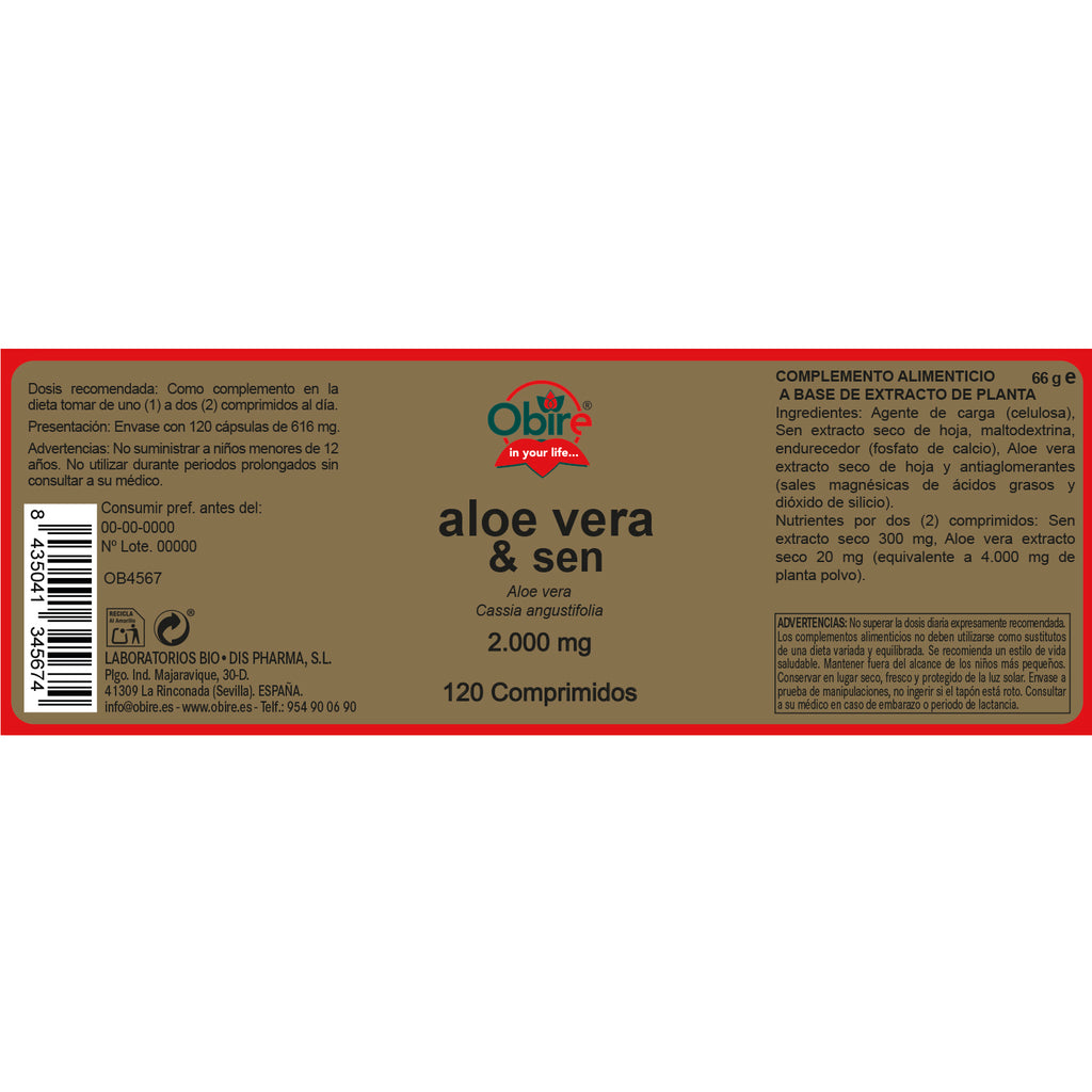 Aloe vera 2000 mg con sen. 120 comprimidos