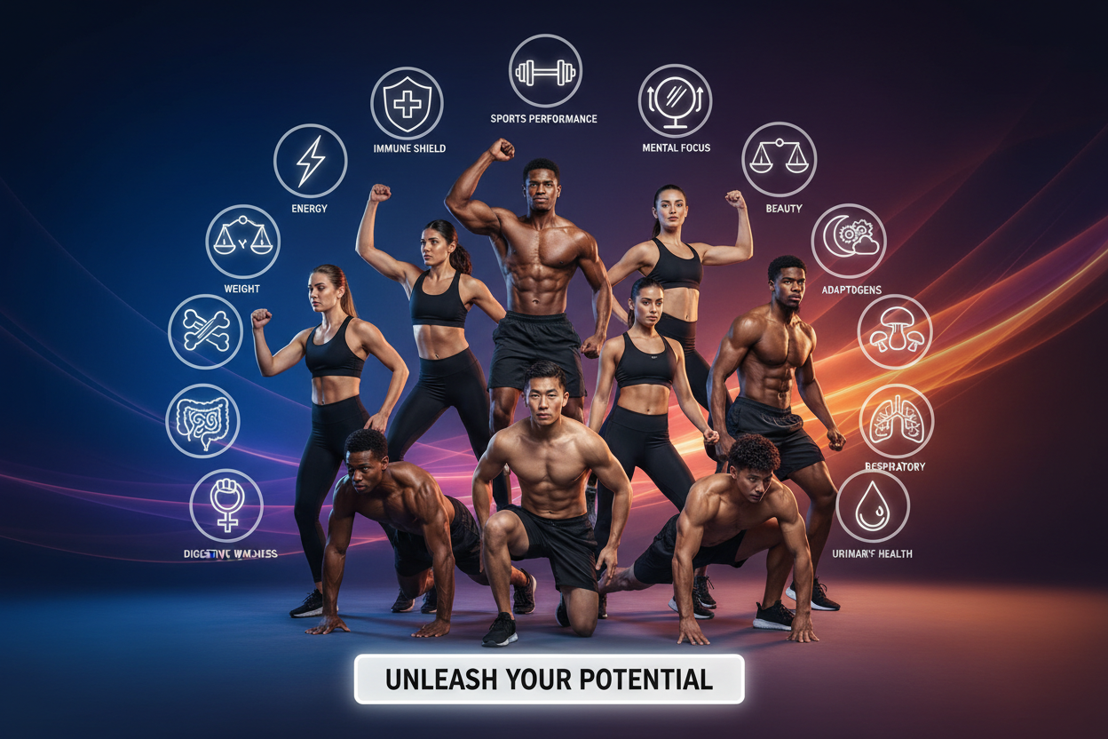 Fondo atletas con iconos 14 categorías